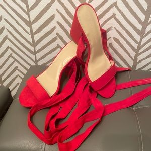 Red lace up heels 8.5 women’s